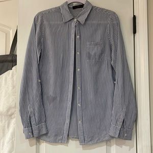 The limited blue land white striped blouse. Size small.